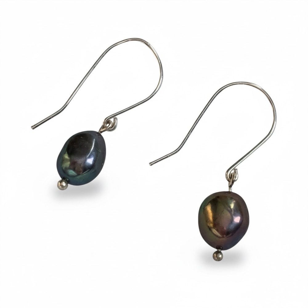 NWT Peacock Baroque Freshwater Pearl Dangle Earrings | Sterling Silver